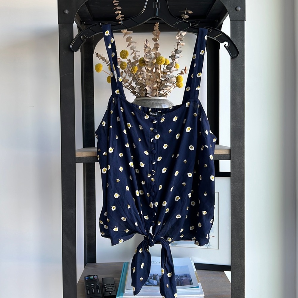 Madewell Daisy Print Tie Front Tank